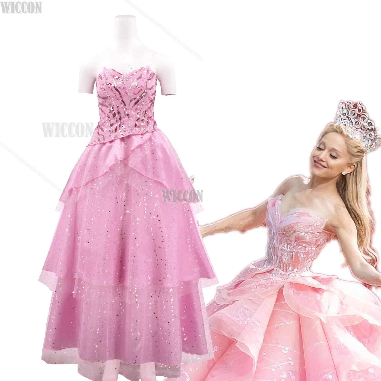 Костюм ведьмы для косплея Wicked Glinda одежда принцессы 2024 ролевой розовый костюм из