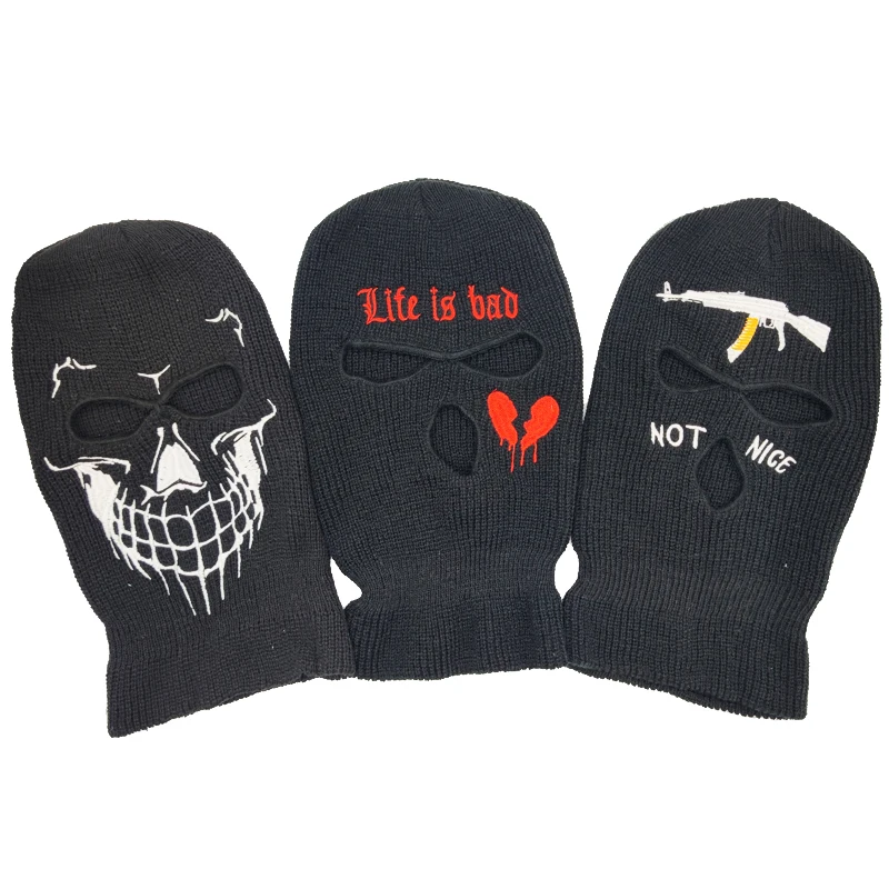 Балаклава с вышивкой AK47 маска со скелетом и сломанным сердцем на все лицо 3