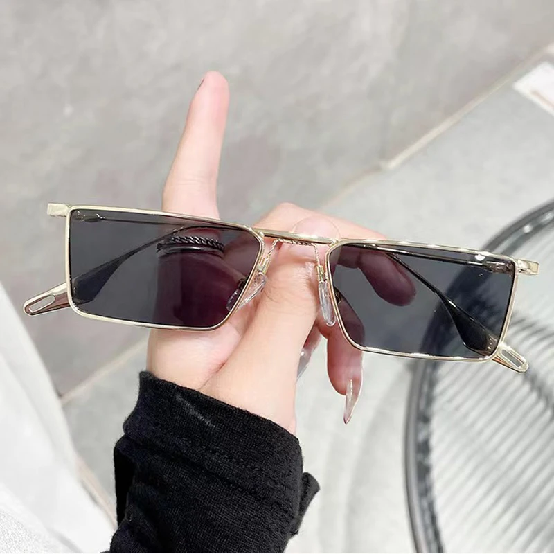 Квадратные Солнцезащитные Очки Унисекс В Стиле Ретро UV400 Металлическая Оправа