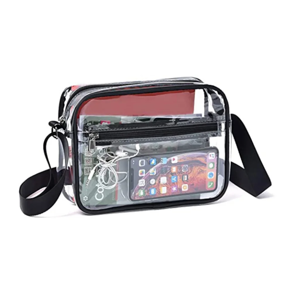 

Women PVC Clear Waterproof Small Handbag Portable Travel Outdoor Stadium Approved Zipper Shoulder Crossbody Bag Toiletry Pouch