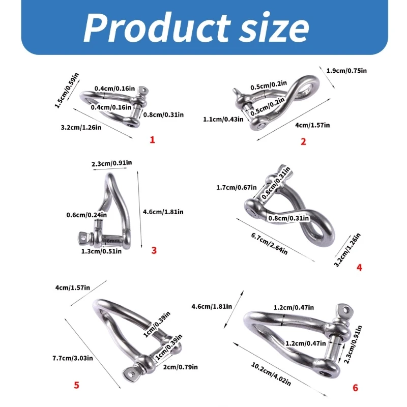 4/5/6/8/10/12 мм винтовая скоба с поворотным штифтом нержавеющая для парусного спорта