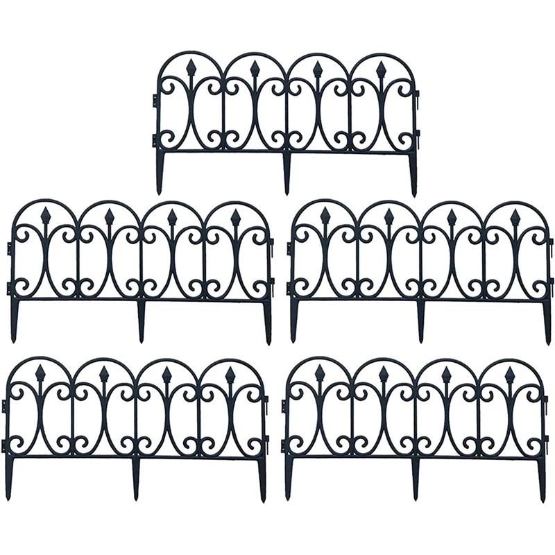 

Promotion! 5 Pack Decorative Garden Fence Rustproof Iron Landscape Wire Folding Fencing Edge Patio Flower Bed Animal Barrier