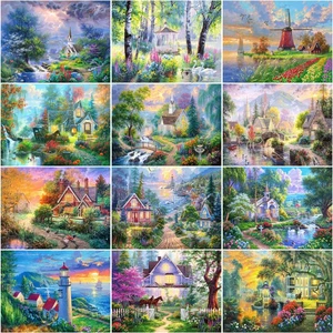 CHENISTORY Painting By Numbers With Frame 40x50cm Dreamy Forest Drawing Coloring By Number Landscape Picture For Home Artwork