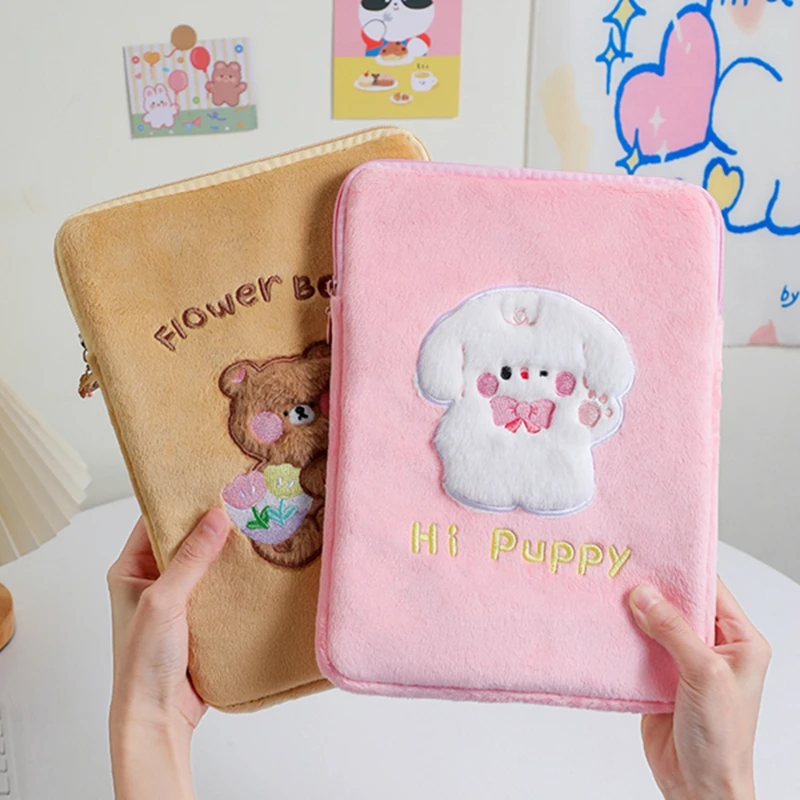 Cute Cartoon Animals Plush Laptop Tablet Inner Case Bag for Ipad Pro Sleeve Pouch for Macbook Ipad 11 10.2 10.5 Inch Stationery