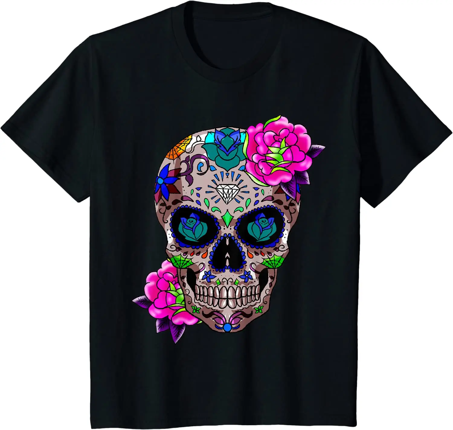 

Футболка мужская повседневная из хлопка, модная рубашка с изображением головы мертвых и головы сахарного черепа, модная уличная одежда