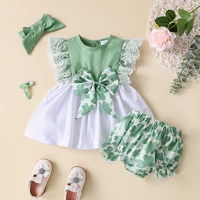 newborn baby girls outfit set infant cute lace clover three piece childrens wea summer baby girl clothes