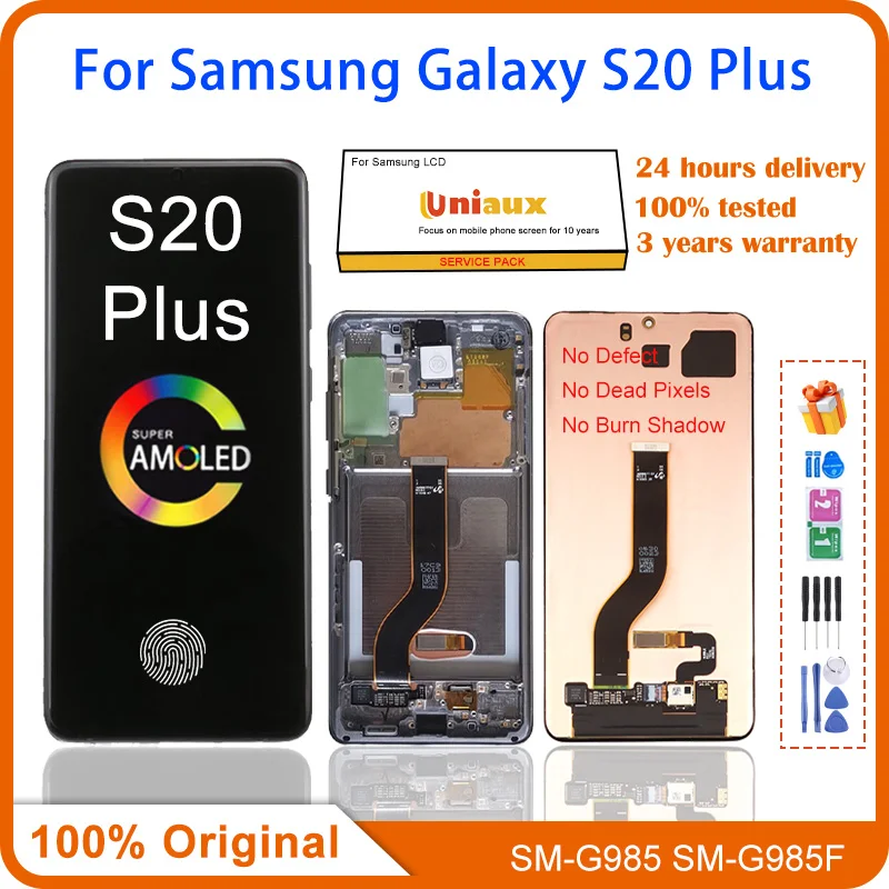 ЖК-дисплей 6,7 дюймов AMOLED для Samsung Galaxy S20 Plus G985 G985F, сенсорный экран с дигитайзером для Galaxy S20Plus S20 + ЖК-экран