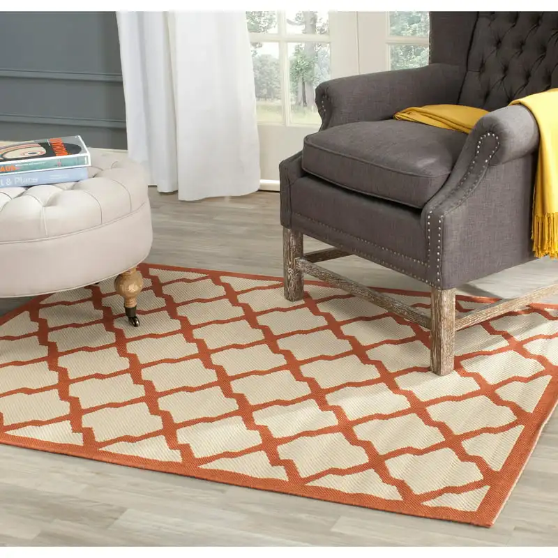

Beautiful Elegant Brown and Bone Amber Quatrefoil Indoor/Outdoor Runner Rug - Perfect for Your Home, Stylish and Eye-Catching De
