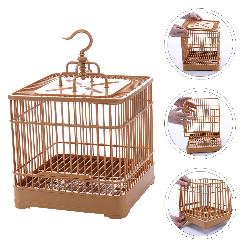 

1 Set Bird Display Cage Parrot Cage with Base Tray Hanging Hook Standing Pole