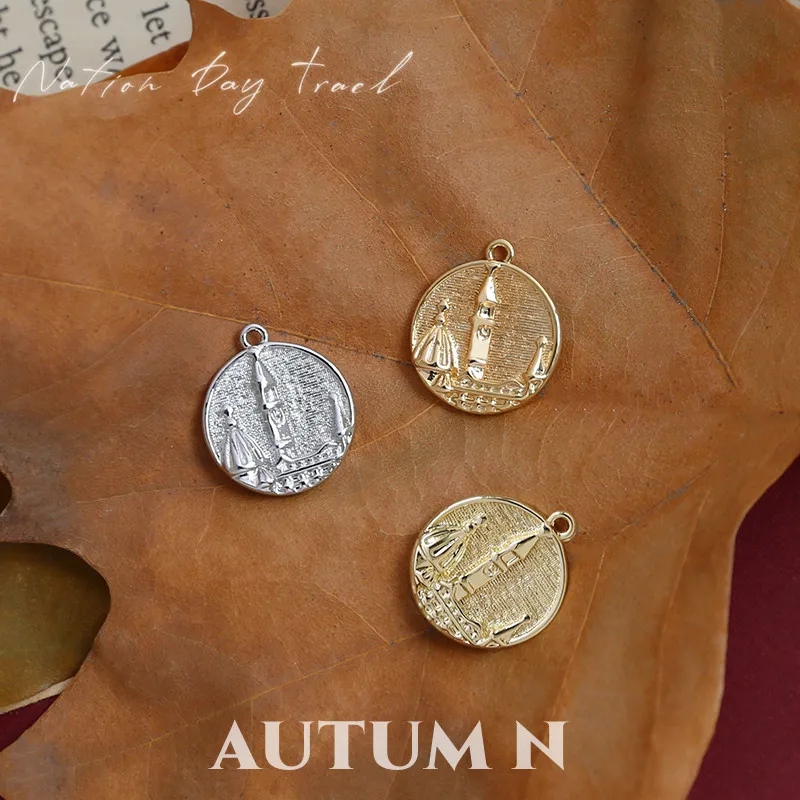 

6 шт. медная позолоченная французская нишевая винтажная бирка в виде замка, самодельные ювелирные изделия ручной работы, ожерелье, аксессуары для ушей, подвески