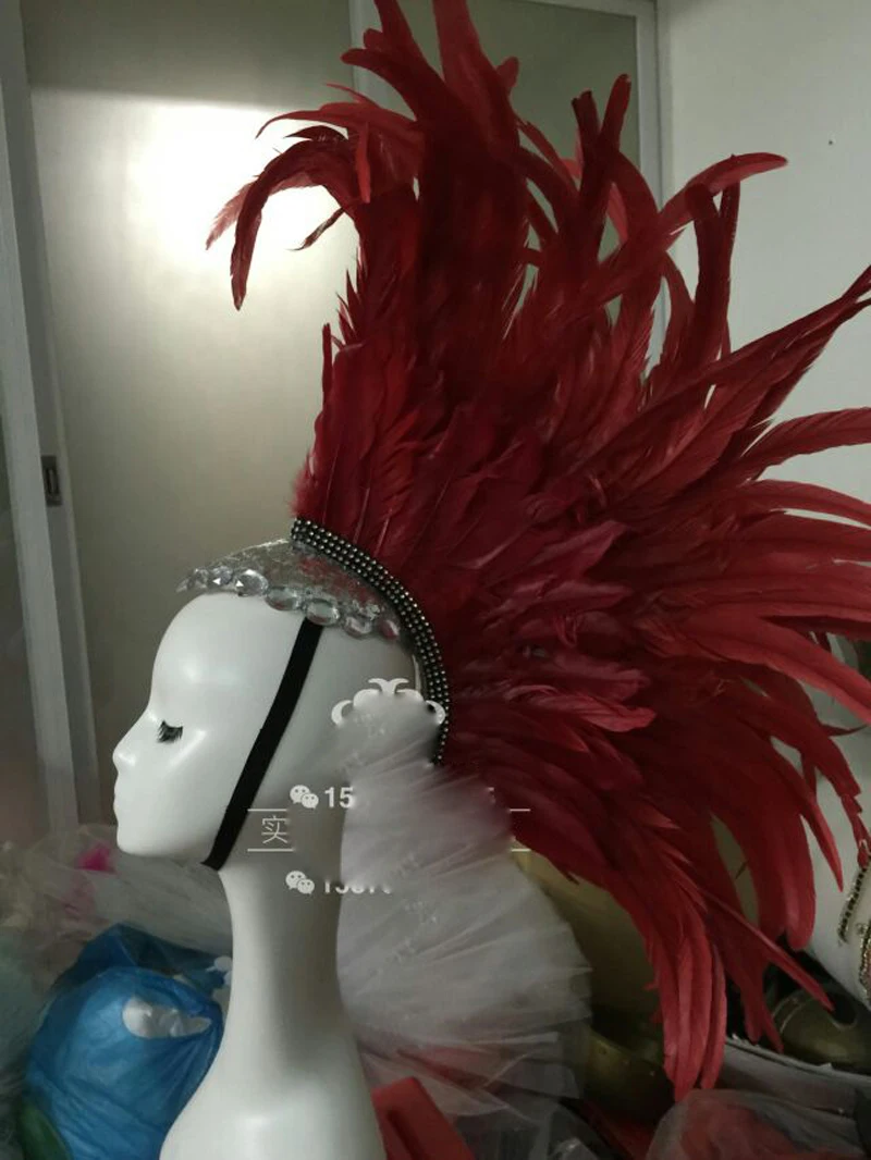 

Indian hat feather headdress hair accessory Female singer headdress stage show headwear