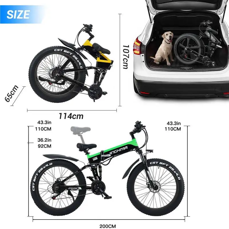 JINGHMA R5 Electric Bicycle 48V 1000W 26 inch Men's bike 4.0 Fat tires ebike Mountain electric MTB