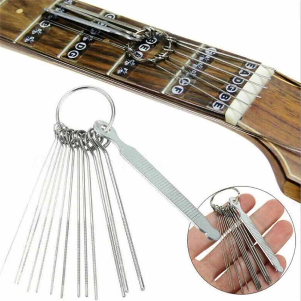 

14pcs 13 Sizes Guitar Nut Slotting File Saw Rods Slot Filing Repair DIY Tools Files Size 0.4mm-1.6mm Easy Nut Slotting Filing