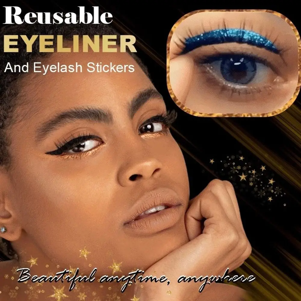 Reusable Eyeliner and  Eyelashes Waterproof 2 in 1 Eyeliner Eyelashes Set Eye Makeup Tools