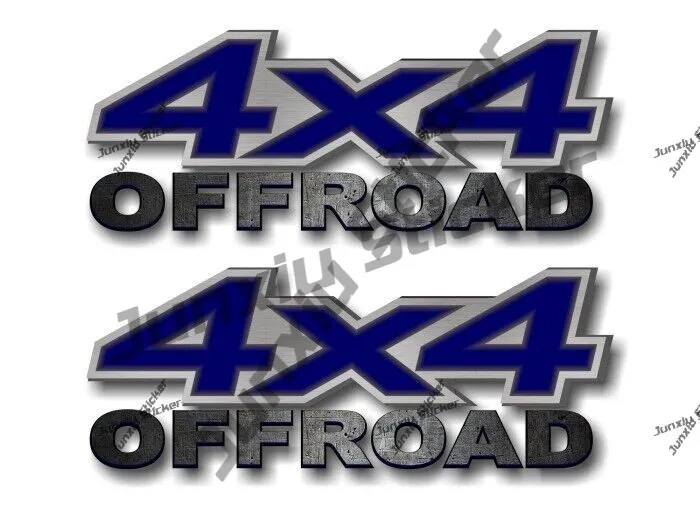 2 упаковки 4x4 Off Road BRUSHED с эффектом печати виниловые сине-серые наклейки для
