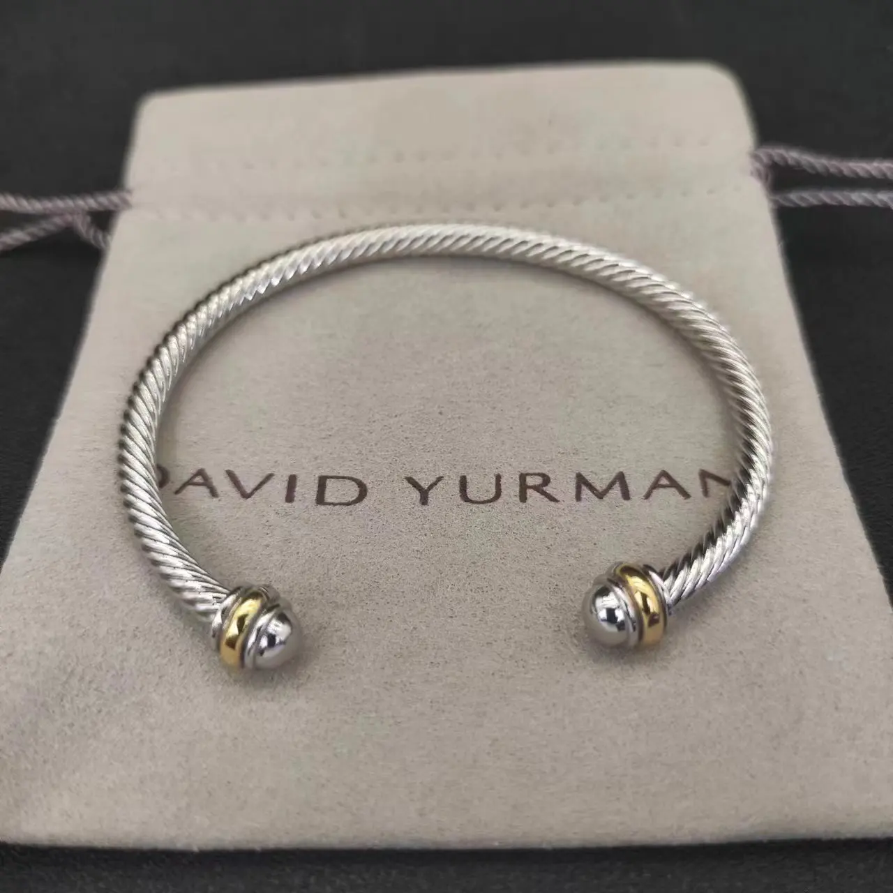 

New David Y 4MM Round Head Color Separation Bracelet Buckle in Sterling Silver with 18K Rose Gold PLATED