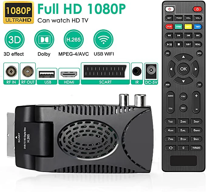 Haohsat DVB-T2 666 Scart HD H.265 T2 цифровой ТВ-тюнер DVB H265 HEVC декодер формата спутниковый