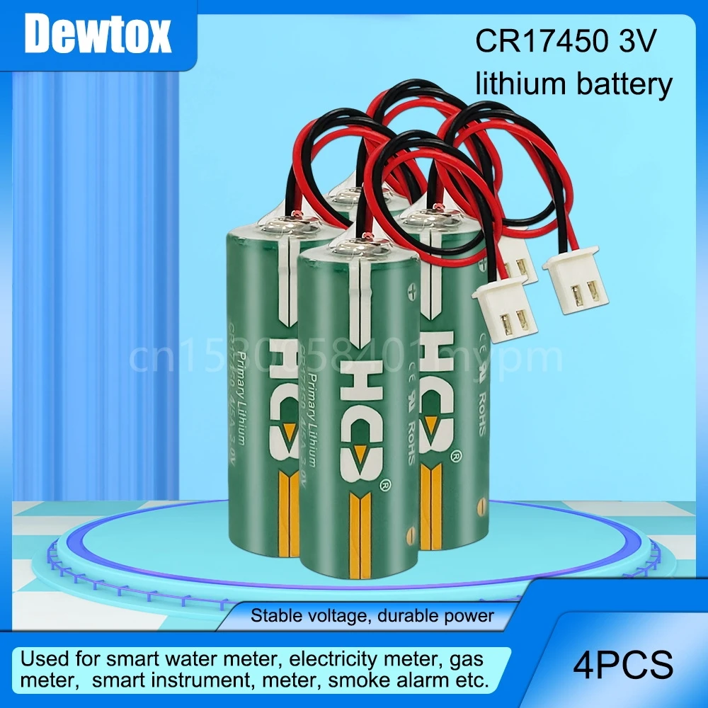 

4 шт. CR17450 литиевая марганцевая аккумуляторная батарея 3 в одноразовая емкость 2300 мАч литиевая батарея с белой вилкой