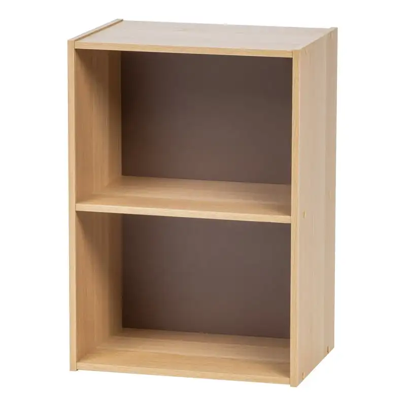 

2-Tier Bookcase Storage Unit With Reversible Back Panel, Brown/White