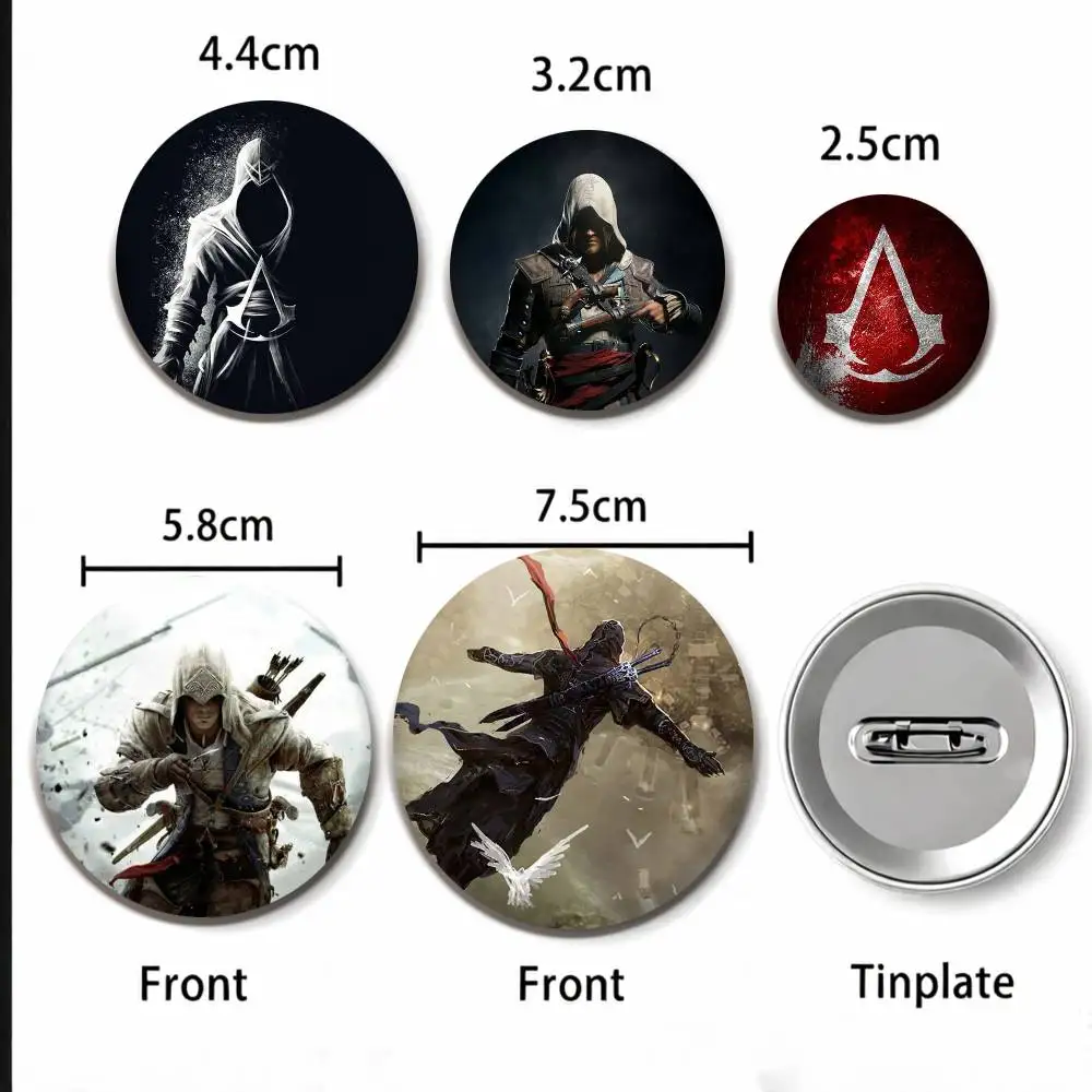 Фото Значки G-Game Assassin's Creed 25, 32, 44, 58, 75 мм, персонализированные круглые броши-пины, аксессуар, подарок №3