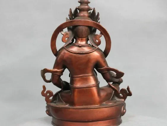 12 дюймов Китай Тибет Бронзовый Желтый Джамбала Бог богатства Мамон Статуя Будды