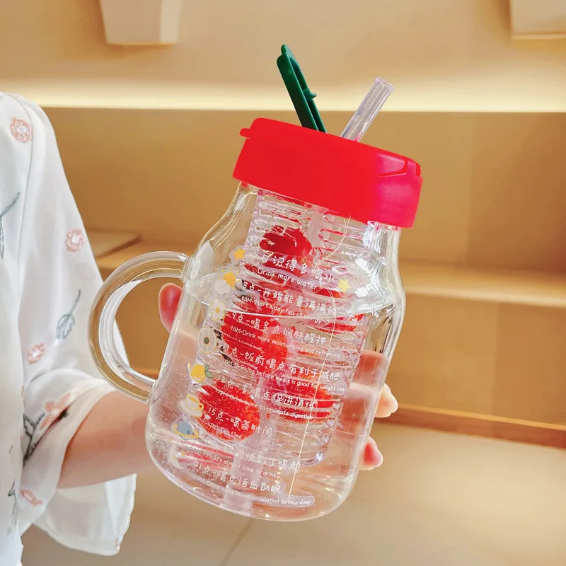 

850ml Kawaii Glass Water Bottle With Tea Infuser Filter Cute Portable Drinking Bottle Coffee Mugs Milk Gourd Cup Gift For Girl