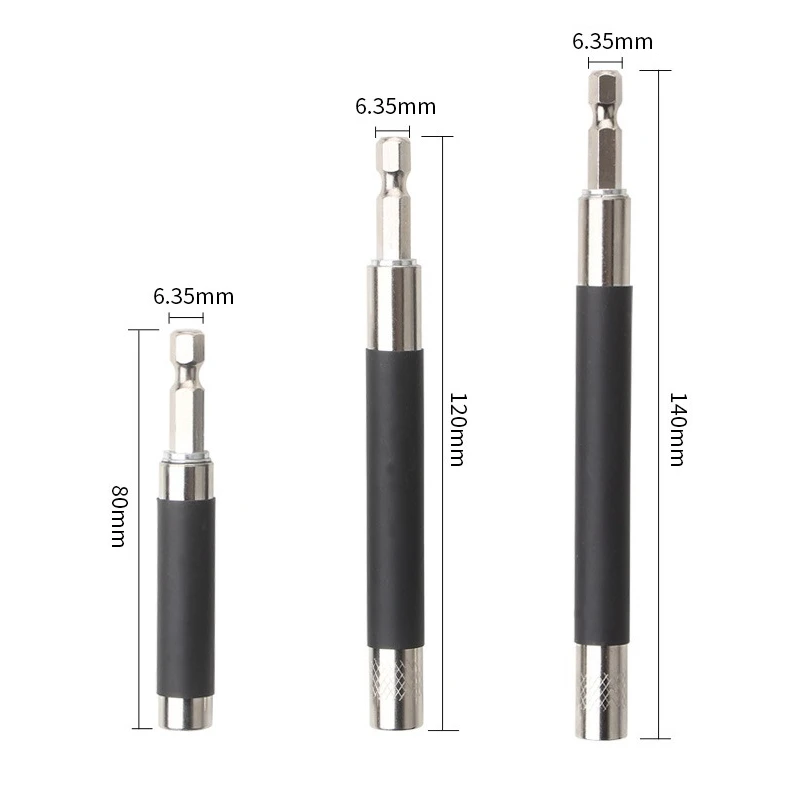 

80/120/140mm Screwdriver Sets Extension Bit Holder Magnet Quick Change 1/4" Hex Rod Shank Long Handle Tip Holder Socket Tools