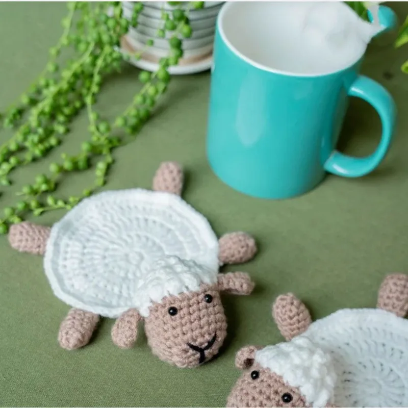 

Cute Sheep Mug Blanket Handmade Crochet Mug Blanket Crochet Sheep Mug Blanket Mug Blanket Bottle Organizer for Dishwasher