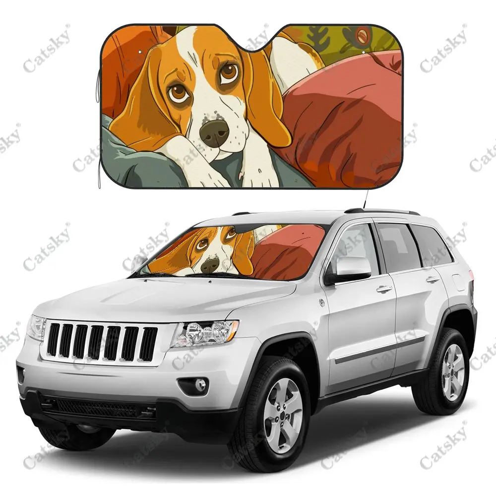 Неторопливый мультяшный принт бигля солнцезащитный козырек на лобовое стекло