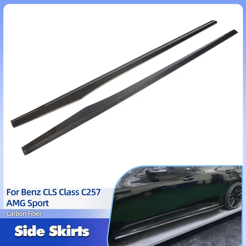 

Удлинители боковых юбок из углеродного волокна для Mercedes Benz CLS Class C257 AMG Sport 2018 2019, фартук на боковую дверь, бампер, юбка для губ