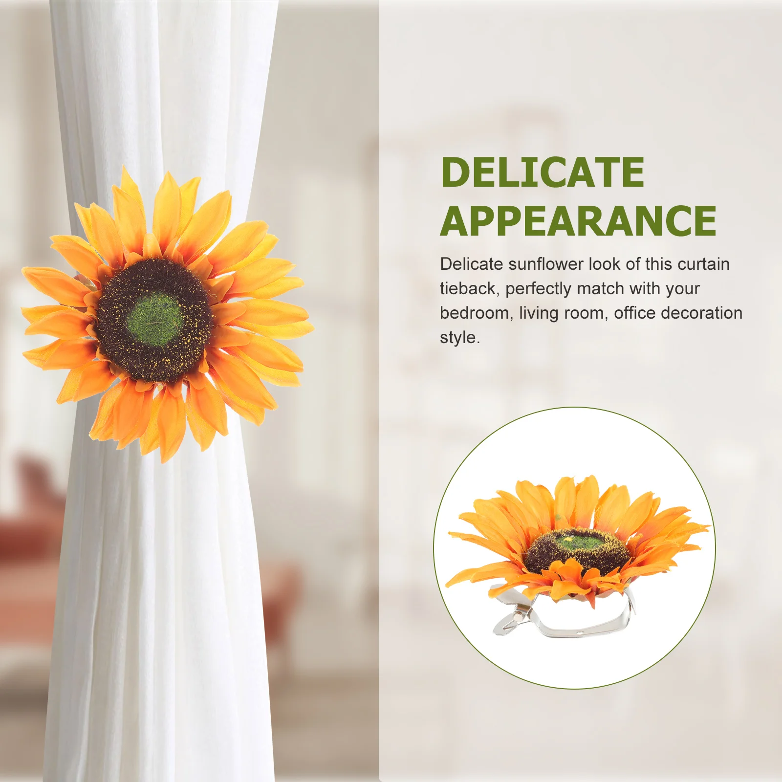 

2 Pcs Sunflower Curtain Clip Flowers Decoration Clips Drapes Drapery Holdback Clamp Holder Metal Tieback