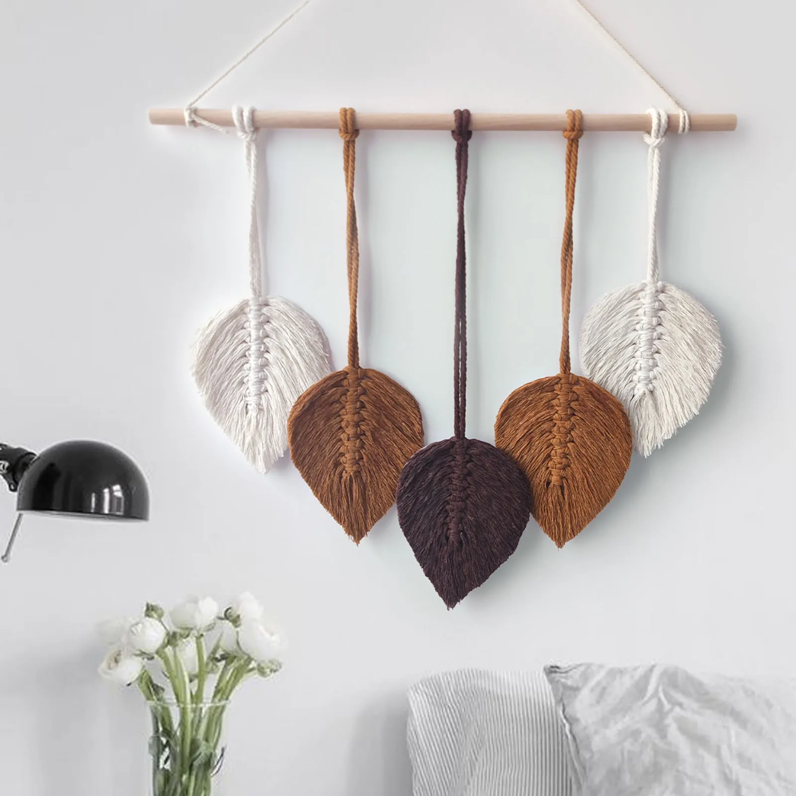 

Leaf Macrame Wall Hanging Art Home Decor Cotton Rope Boho Dreamcatchers Living Room Decoration Bohemian Tapestry Ornament Craft