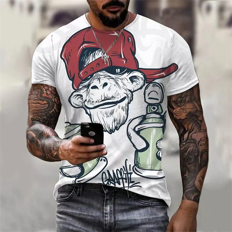 

Женская футболка с 3D винтажным принтом, летняя мужская футболка, одежда 2022, уличная одежда с коротким рукавом и граффити в стиле Харадзюку