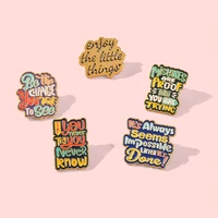 2pcs new alloy alphabet cute brooch enjoy the little things retro badge enamel anime pin brooches for women