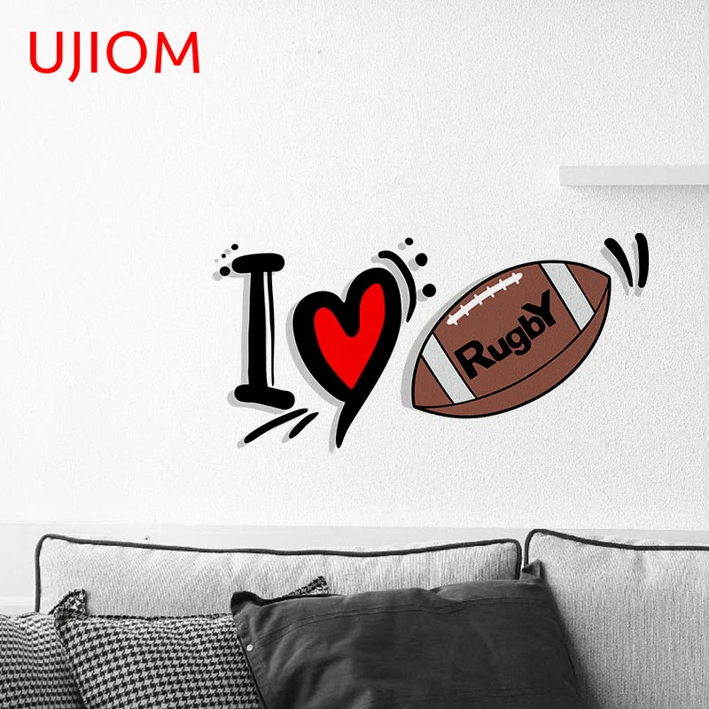 

UJIOM I Love Rugby Wall Stickers Bedroom Waterproof Decals Living Room Luggage Box Wardrobe Bathroom Decoration