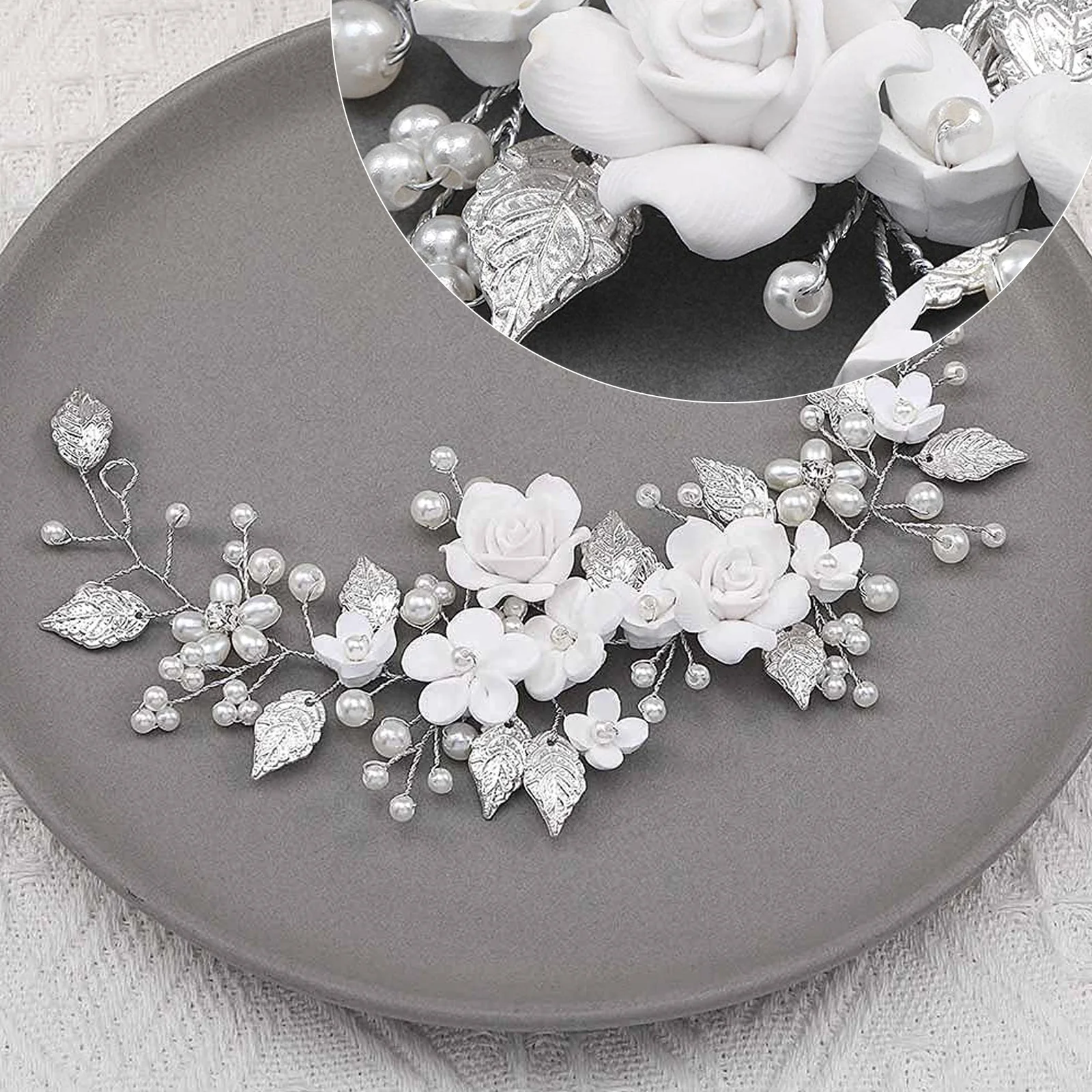 

Женский обруч для волос с цветами, свадебный обруч с жемчугом