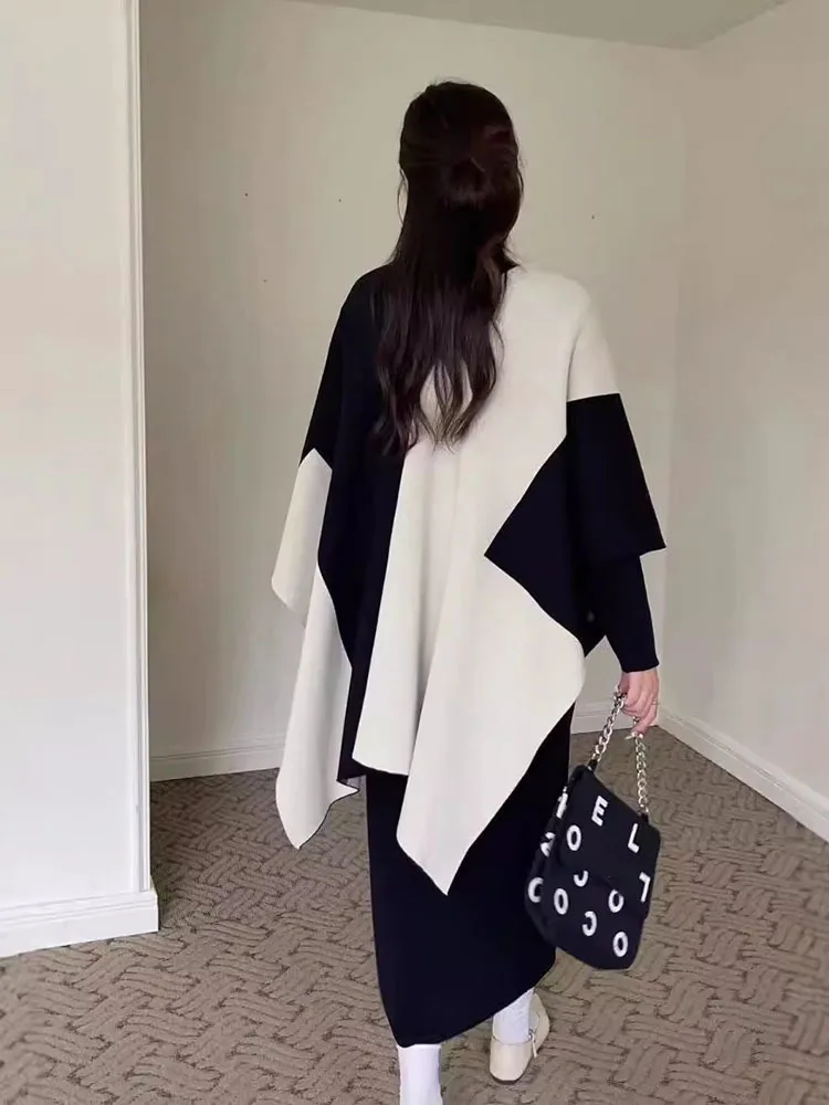 BZVW трикотажные комплекты для женщин 2024 осень-зима новая накидка контрастного