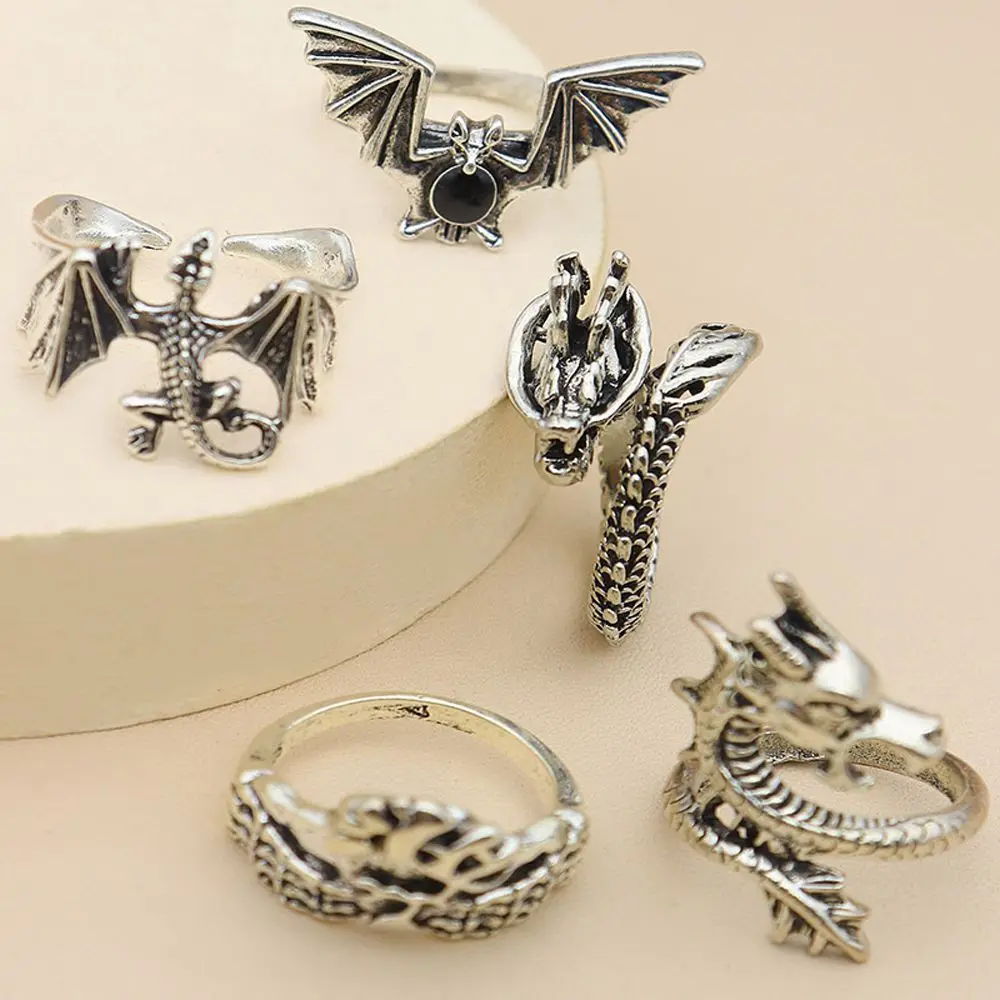 

Retro Vintage Adjustable Exaggerated Punk Handsome Bat Dragon Ring Women Ring Korean Style Ring