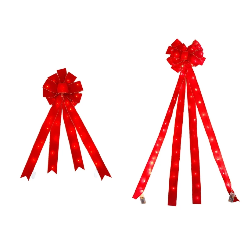 

Decorative Bow Xmas Tree Bows Festival Holiday Ornament for Christmas Party Durable Bowknots Light Long-lasting Pendant