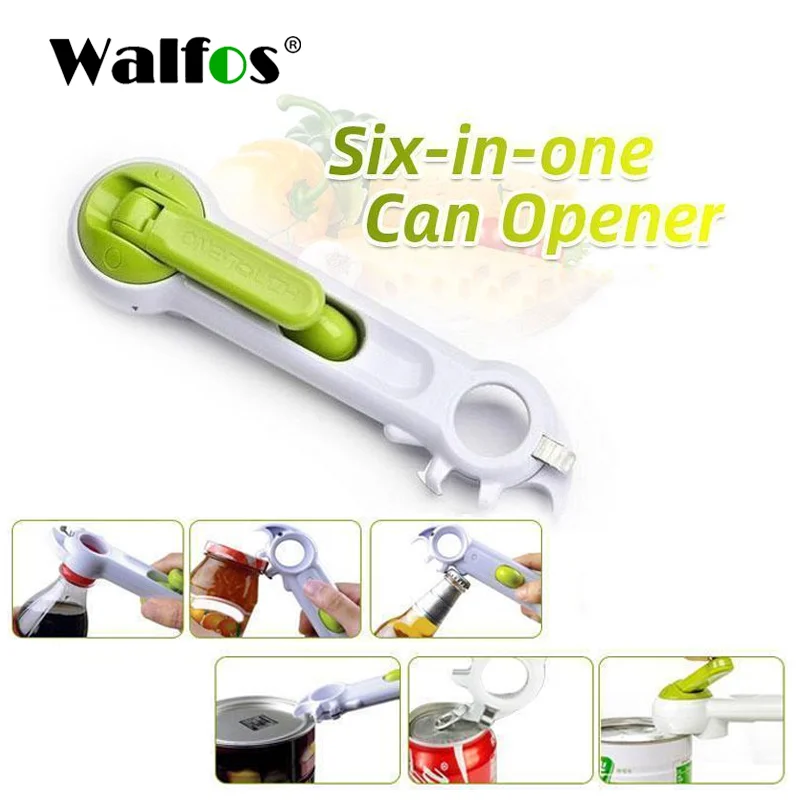 

Универсальный консервный нож WALFOS, 6 способов, для открывания банок, бутылок, вина, кухни, Универсальный инструмент, 1 шт.