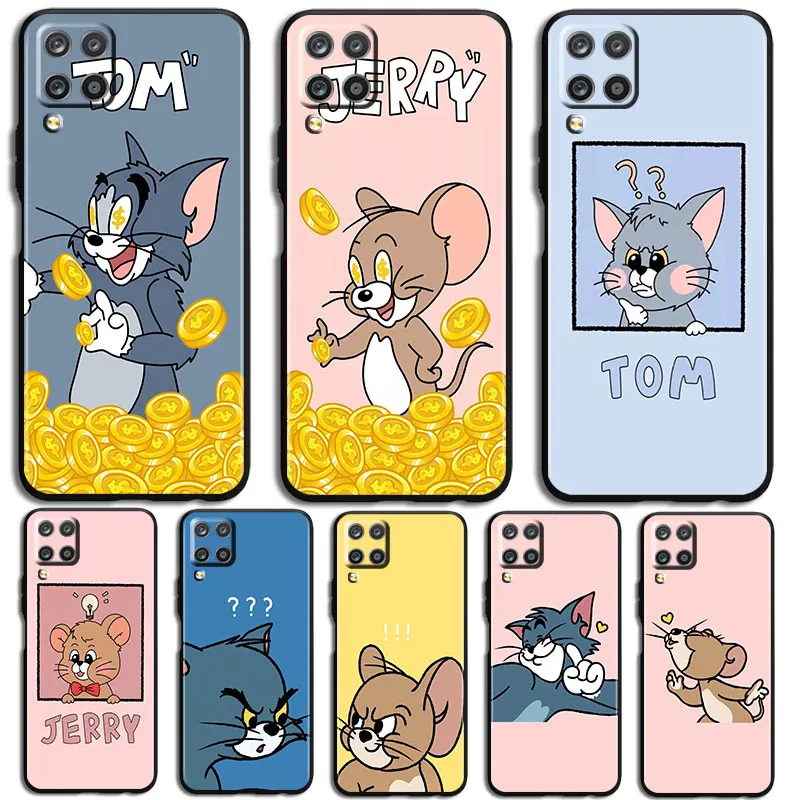 

Funny Tom Jerry Cat Mouse Phone Case For Samsung Galaxy A10 A20 A30 A2 Core A40 A50 S E A60 A70S A70 A80 A90 Black luxury Back