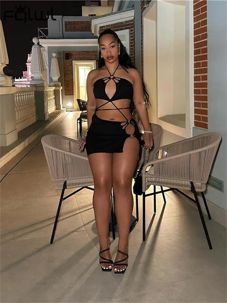 

Habbris Summer Sexy Black Hollow Out Short Dresses For Women 2023 Bodycon Night Club Outfits Backless Mini Party Dresses