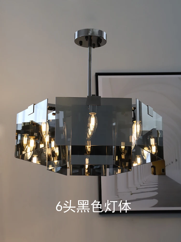 Скандинавская Минималистичная стеклянная люстра с черной креативной гостиной