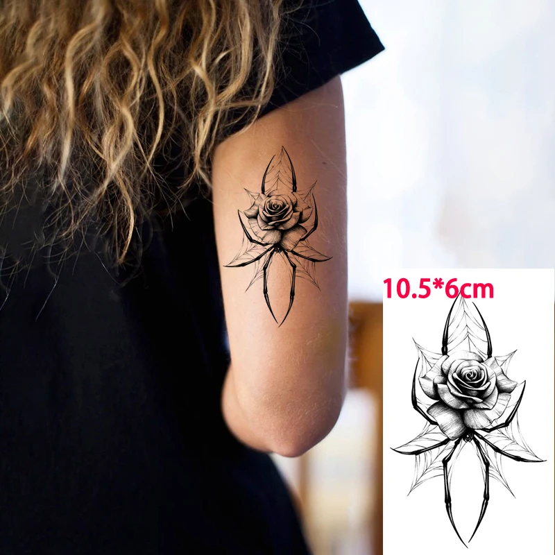 

Black and White Waterproof Temporary Tattoo Sticker Rose Peony Triangle Fox Lady Body Art Fake Tatto Flash Tatoo Women Aldult