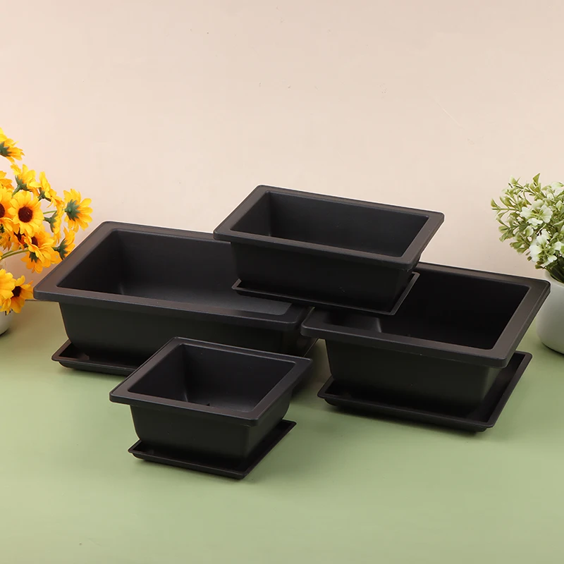 

Training Pots With Tray Plastic Bonsai Plants Pot Square For Flower Succulent Plastic Plant Pots With Square Trays planter