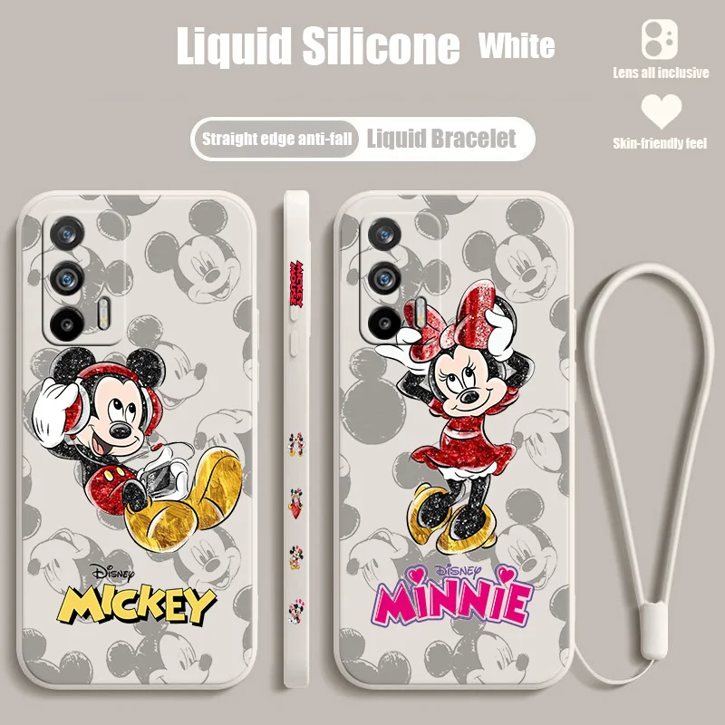 

Minnie Mickey Mouse For OPPO Realme Q5i Q3S GT NEO 3T 2 Master XT X7 X2 V23 C30 C21Y C11 Liquid Left Rope Phone Case