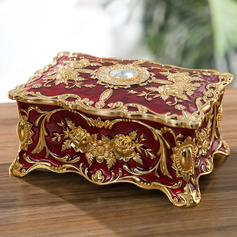 

Retro Jewelry Box Alloy Crafts European Style Creative High-end Ring Necklace Storage Box Gift Jewerly Organizer