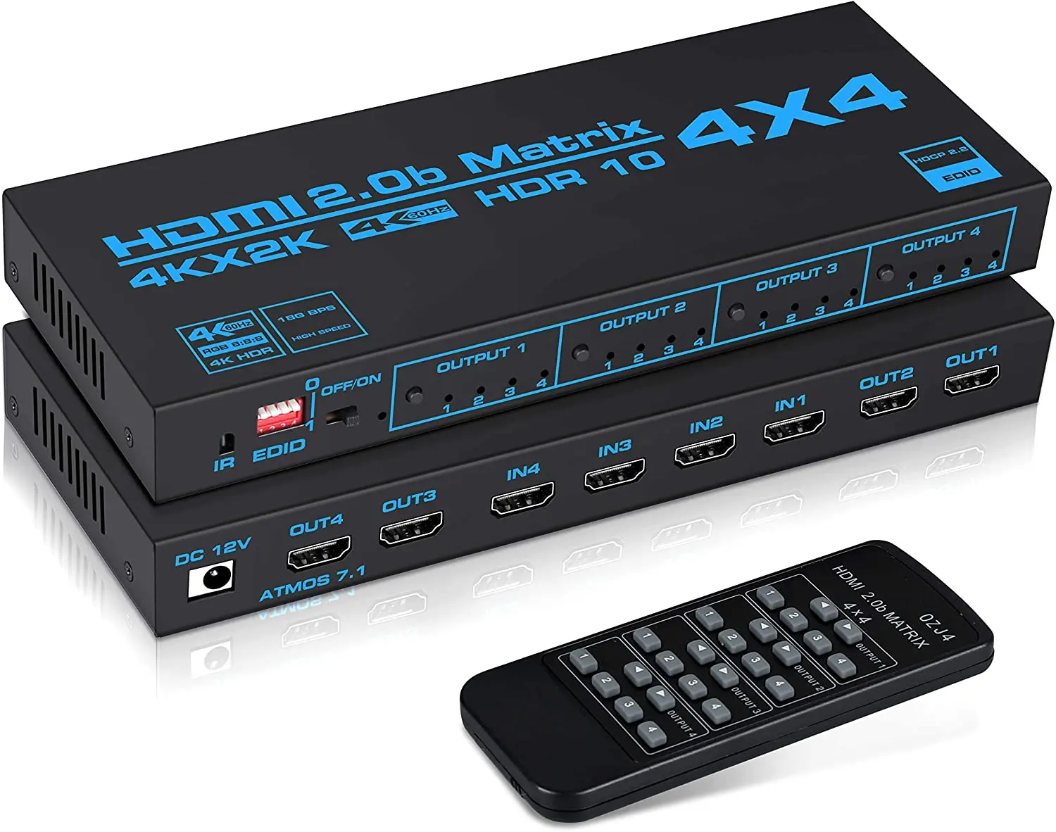 

Матричный коммутатор 4K 60 Гц HDMI, матричный коммутатор 4 в 4, Матричный Коммутатор HDMI 2,0, сплиттер, переключатель 4x 4, поддержка EDID HDR10 HDCP2.2 для ПК, телевизора