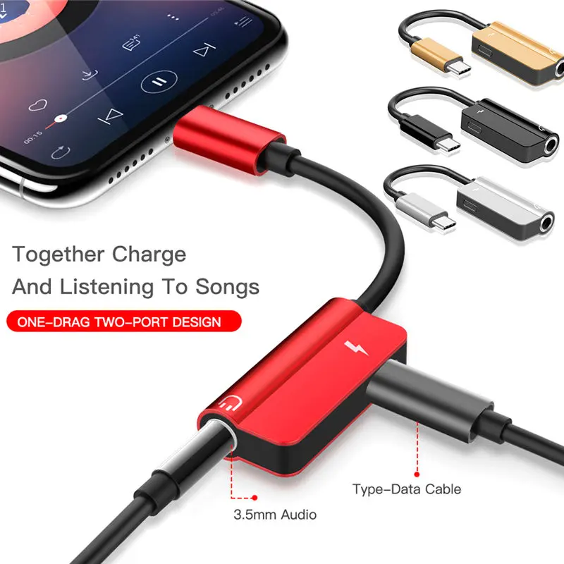 

2 In 1 USB Adapter Type C to 3.5mm AUX Audio Earphone Cable Charger Splitter USB C Cable For Huawei P30 P40 P20 Mate 30 Xiaomi