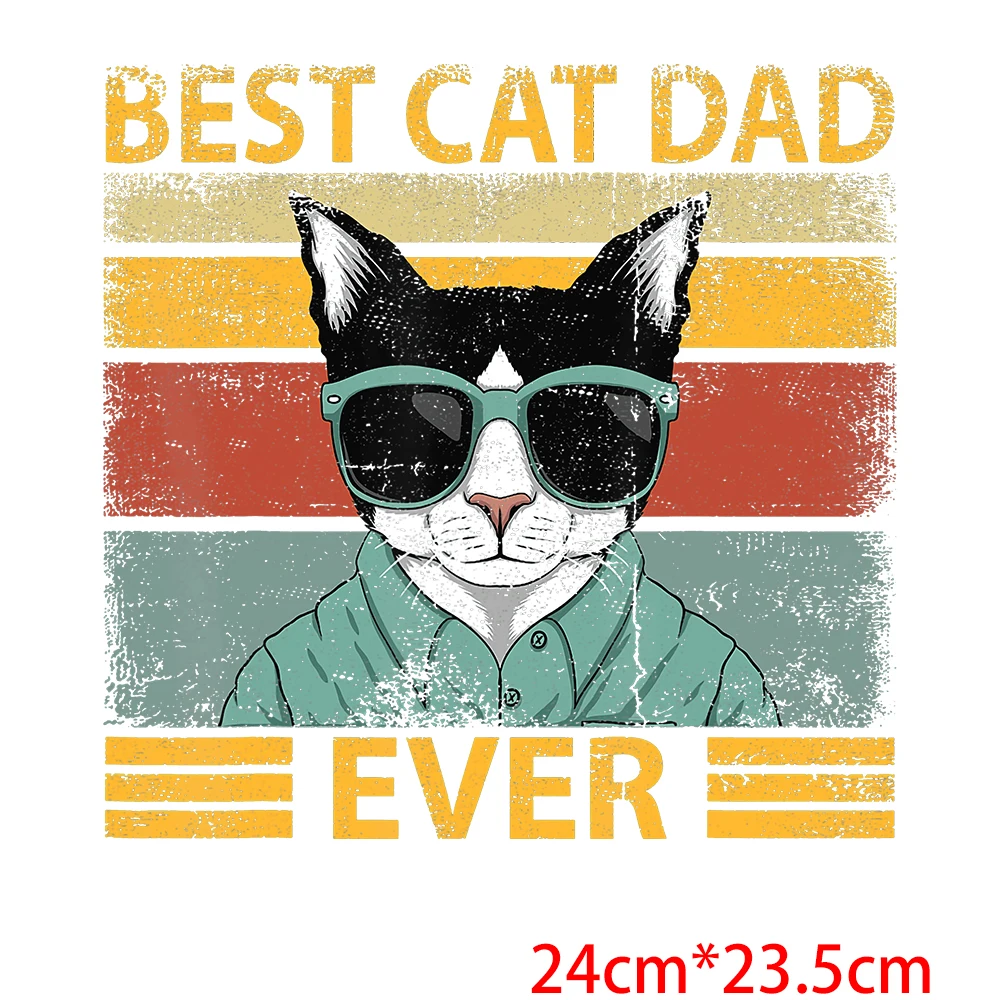 Подарок на день рождения папы забавные нашивки с котом термотрансферные стикеры